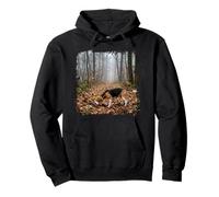 Beagle Tracking Forest Trail Fog Woodland Scene Pullover Hoodie