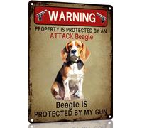 Beagle Vintage Funny Dog Metal Poster,Aluminum Warning Property Protected by Dog Sign Wall Decor Art Poster Dog Lovers Gift 8x12 Inch for Mancave Home Decor