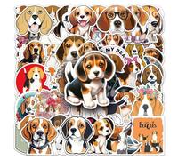 Beagles Stickers Cute Animal Stickers Scrapbooking Sticker Set, 50pcs Vivid Laptop Decals Waterproof Vinyl Water Bottle Sticker for Boys Girls Teens Adults