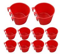 BEAHING 10 Pack Chicken Water Cups Hanging Bird Feeder for Cage 8 oz Rabbit Feeder Bowls for Pigeon Parakeet Poultry with Hook Red Color Chicken Feeders