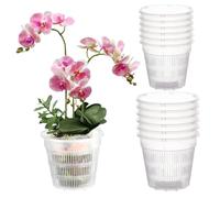 BEAHING 12 Pack Orchid Pot, 5.5'' ＆ 4.3'' Orchid Pots with Holes Clear Plastic Plant Pots Breathable Slotted Plant Pot for Indoor Outdoor Plants