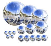 BEAHING 16Pcs Mirror Stainless Steel Gazing Ball Set, Different Size Reflective Hollow Decorative Globe for Garden, Plaza