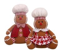 BEAHING 2PCS Gingerbread Man Plush Toy, 9.5 Inch Cute Christmas Stuffed Animals for Xmas Tree Topper, Party Tabletop Decor