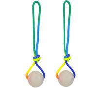 BEAHING 2Pcs Glow In The Dark Dog Ball with 11.4 Inch Rope, 2 Inch Light Up Rubber Chew Toy for Small, Large, Medium Dogs