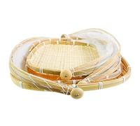 BEAHING 3PCS Bamboo Food Tent, 11/14/16 Inch Square Fruit Basket with Lid, Dustproof Mesh Food Covers for Vegetable Fruits Meals Kitchen