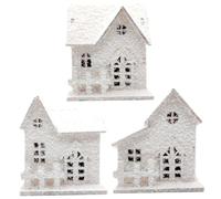 BEAHING 3PCS/Set Christmas Village Houses with LED Snow-Filled Boxwood Christmas Village Decorations Realistic Winter-Scene Festive Christmas Village Sets for Decorating, Christmas Village Houses