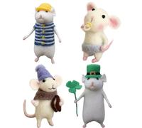 BEAHING 4 Sets Needle Felting Kit Cute Mice Starter Kit Funny Animal Toys Felt with Tools Creative Mouse Doll Craft Sets for Adults Beginners