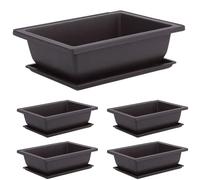 BEAHING 5 Pack Bonsai Training Pots, Bonsai Pot with Humidity Trays Bonsai Tree Pots with Drainage Tray Plastic Bonsai Container Planter for Garden, Yard, 6.3x4.7x2.3 In