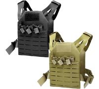 BEAHING Airsoft Vest Kids, Waterproof & Wear-Resistant Nylon Vest with Adjustable Belt One Size Airsoft Vest Kids Costume with Hidden Pocket for Outdoor Hunting Training, Security Guard Vest, Black