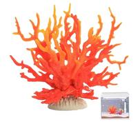 BEAHING Artificial Aquatic Plants, Coral Reef Decor Fish Tank Fake Coral Decor Decorative Lifelike Coral Sculpture Fake Coral Ornament for Aquariums, Fish Tanks, Red Orange