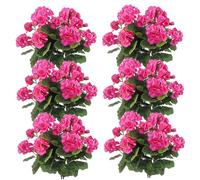 BEAHING Artificial Geraniums For Outdoors, Geraniums Artificial Flowers Realistic, 12 Pcs Geraniums Artificial Flowers Realistic Fake Geraniums 14 Inch Artificial Geraniums Silk Flower Rose Red