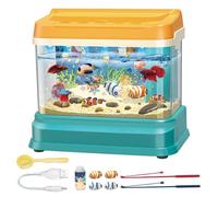 BEAHING Baby Aquarium Toy: Educational Fish Tank with Light Music Artificial Water Tank 4 Magnetic Fish 2 Fishing Rod Net