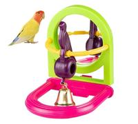 BEAHING Bird Stand with Bird Mirror for Cage, Mirror with Bell Charm, Interactive Intelligence Toy Gifts for Budgies Parakeets Cockatiels
