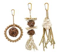 BEAHING Bird Toys For Parrots, 3Pcs Parrot Toys, Natural Corn Husk Bird Chew Toys, Food Grade Bird Toys with Rattan Balls, Hanging Cage Bird Toy for Small Bird Conure Cockatiel Lovebird Budgie