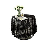 BEAHING Black Lace Tablecloth Embroidered Elegant Floral Patterns Table Cloth Round Overlay Table Cover for Wedding Party Holiday Long Dinner Home Decor Round 150 black lace tablecloth