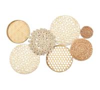 BEAHING Boho Wall Baskets, 7Pcs/Set Different Size & Style Boho Wall Basket Decor Straw Woven & Round Decorative Art for Living Room Bedroom