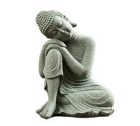 BEAHING Buddha Statue Mini Buddha Buddah Ornament Sandstone Resting Sleeping Buddha Meditating Accessories for Zen Garden Style 1 buddha statue