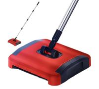 BEAHING Carpet Sweeper Manual 3 Rolling Brushes Floor Sweeper Carpet Brush with Wheels and Large Waste Bin 43inch Detachable Carpet Cleaner for Pet Hair Dust Debris Floor Sweeper