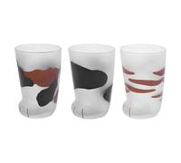 BEAHING Cat Paw Cup 300Ml Heat Resistant, Cute Cat Paw Glass Mug Matte Breakfast Milk Cup, 3PCS Glass for Birthday, Lover Drinkware