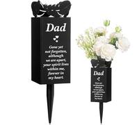 BEAHING Cemetery Vase, Grave Flower Holders, 3x8inch Feathered Metal Grave Vases with Spike, Impressive Dad Memorial Vases for Graves, Cemetery Decorations for Funeral Far's Day, No Flower