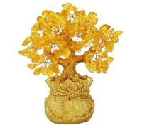 BEAHING Chinese Money Plant, Money Trees, 7 Inch Golden Chinese Plant, Feng Shui Lucky Tree Ornaments for Desk, Housewarming