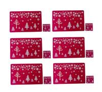 BEAHING Christmas Red Christmas Tree Printing Placemats PVC Meal Mat Cup Mat Home Mat for Dining Table Party Kitchen Table Everyday Use C Style 6 Pcs Meal Mat and 6 Pcs Cup Mat PVC Christmas Placemat