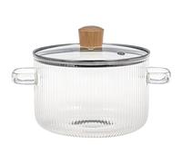 BEAHING Clear Pots For Cooking, Glass Cooking Pot with Lid, 1.6L/54Oz Heat Resistant Borosilicate Glass Ribbed Pot with Handles, Clear Glass Cookware Simmer Pot Safe for Soup, Milk, Baby Food