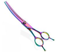 BEAHING Curved Thinning Shears for Dog Grooming, 7 Inch Portable Lightweight Pet Scissors, Colorful for Cat Home Use