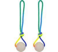 BEAHING Dog Balls, 2Pcs Glow In The Dark Dog Ball, 2 Inch Light Up Ball with 11.4 Inch Rope, Interactive Toys