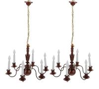 BEAHING Dollhouse Chandelier 2Pcs, Metal Miniature with 6 White LED for Doll House Settings
