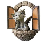 BEAHING Dragon Figurine, Dragon Statue Lovely Window Meditated Figurine Outdoor Resin Garden Decor for Outdoor Lawn Courtyard Home