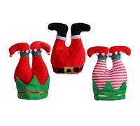 BEAHING Elf Hat 3Pcs Inverted Cute Cartoon Xmas Themed Non-woven Santa Legs Hat Sponge Filled Funny Christmas for Party Gathering