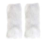 BEAHING Faux Furry Leg Warmers 1 Pair 15.7 Inch Fuzzy Leg Warmers for Womens Winter Warm Fur Boot Cuffs Covers for Christmas, Halloween, Hippie Costume White Fur Leg Warmers
