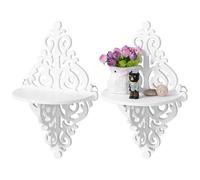 BEAHING Floating Shelves 2Pcs Carved Wall Mount Shelf 8.9x4.7in Decorative Corner Shelf Ornament Plant Wall Shelf for Living Room Bedroom Wall Mount Shelf
