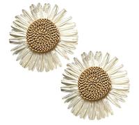 BEAHING Flower Clips for Shoes 2Pcs 3.15in Sunflower Pastoral Flower Shoe Clips for Women Minimalist Removable Raffia Shoe for Sandals, Flats, High Heels