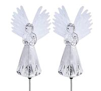 BEAHING Garden Solar lightsGarden Solar Lights Outdoor Waterproof Solar Angel Stake Lights with Color Changing LED for Pathway 2Pcs