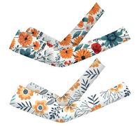BEAHING Gardening Sleeves 2 Pairs Sun Protection Garden Sleeves 2 Styles Floral Cooling Arm Sleeve with Thumb Hole for Garden Sports