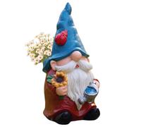 BEAHING Gnome Planter Pot with Glowing Ladybug, Cute Resin Succulent Planter for Indoor Outdoor Desk Garden Decor