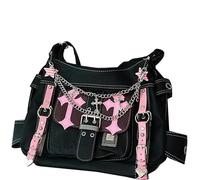 BEAHING Goth Purse, Y2k Bag, PU Leather Y2k Purse, Large Capacity Punk Goth Purse, Crossbody Y2k Shoulder Bag with Adjustable Strap for Women Girls, Gothic Purse