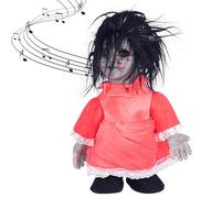 BEAHING Horror Dolls, Halloween Scary Doll 13.39x7.48inch Voice-activated Battery Powered Creepy Dolls Halloween Prop for Party Haunted House, Scary Baby Doll, Battery Not Included, Red