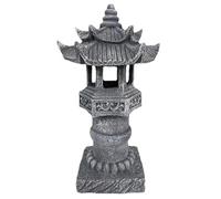 BEAHING Japanese Stone Lantern, Japanese Pagoda Statues, Waterproof Solar Pagoda Lantern, 4.8x4.8x12 inch Decorative Stone for Garden Yard Lawn Balcony, Patio, Solar Statues