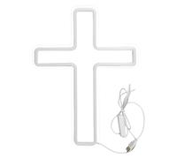 BEAHING Jesus Wall Decor Usb Powered Cross Neon Signs God Holy Crucifix Hanging LED Cross Light Decorations for Religious Room Church Christmas Easter Christian Gift, Light Up Cross