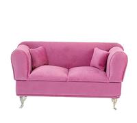 BEAHING Jewelry Box: Compartment Openable Sofa-shape 1/6 Scale Furniture with Mirror Velvet Dustproof Doll Couch with Lid