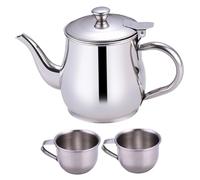 BEAHING Kids Tea Set Includes Portable 330ml Stainless Steel Long Spout Teapot with Filter and 2 70ml Cups for Children