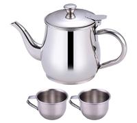 BEAHING Kids Tea Set, Includes Portable 330ml Stainless Steel Long Spout Teapot with Filter Screen and 2 70ml Cups for Children