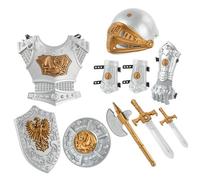 BEAHING Knight Costume Kids 10Pcs Set Simulated Medieval Knight Armor Includes Helmet Shield Swords Axe Dress Up for Cosplay