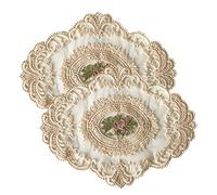 BEAHING Lace Placemat Retro French Style, Embroidered Lace Doilies for Table, Crochet Doilies Cup Vase Mat 29x36cm 2PCS