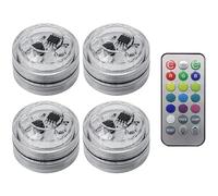 BEAHING LED Puck Lights 4Pcs - Wireless Adhesive Battery Operated with Remote Colorful Atmosphere Lamp for Swimming Pool, Car, Cabinets, Shelves, Closets