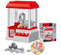 BEAHING Mini Claw Machine Battery-Powered Mini Vending Machine with 10 Tiny Plush Toys ＆ 24 Tokens Fun Cool Electronic Arcade Game Xm