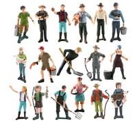 BEAHING Mini Figures, 1 Set Seated Standing Pose People Figures, 17 Styles Lifelike Miniature Figures, Plastic Small Painted Model People Passanger Figures for Mini Railway Trains Scenes